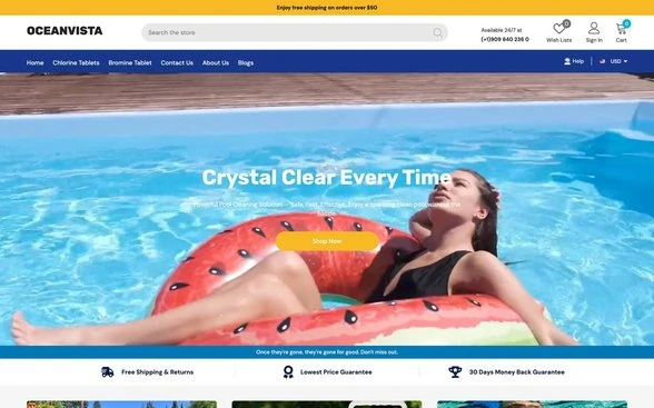 Oceanvista coastal home decor case study - beach inspired retail website