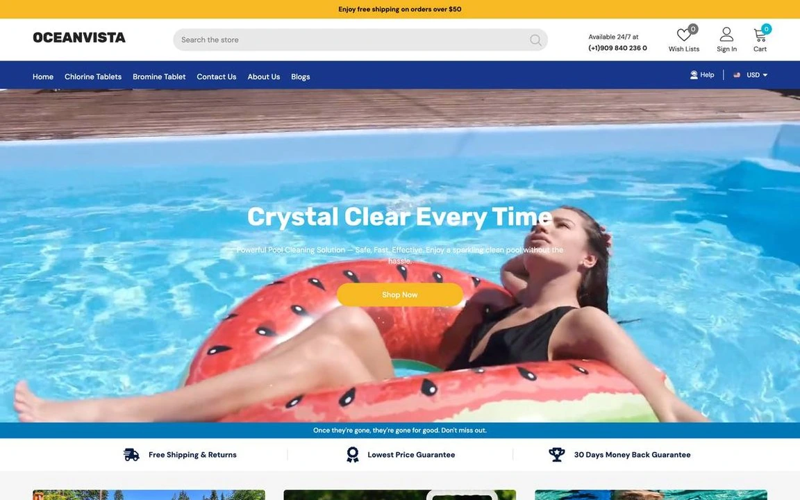 Oceanvista coastal home decor case study - beach inspired retail website