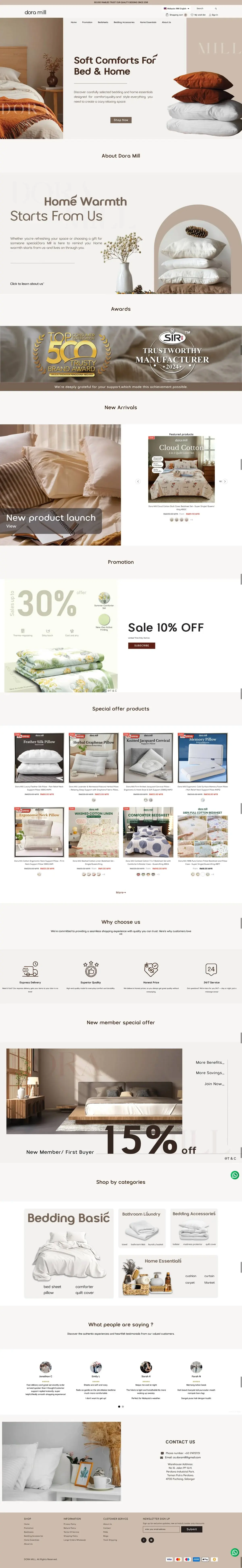 Dora Mill fashion e-commerce platform - contemporary apparel collection
