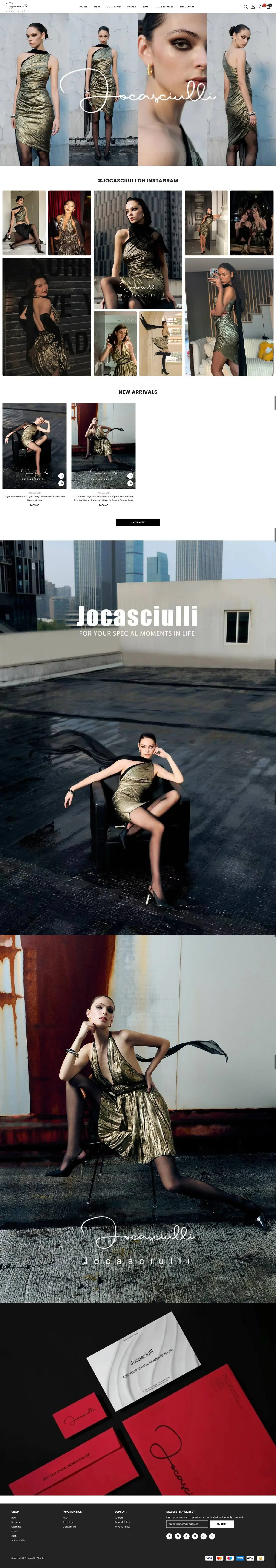 Jocasciulli luxury fashion brand website - elegant e-commerce design