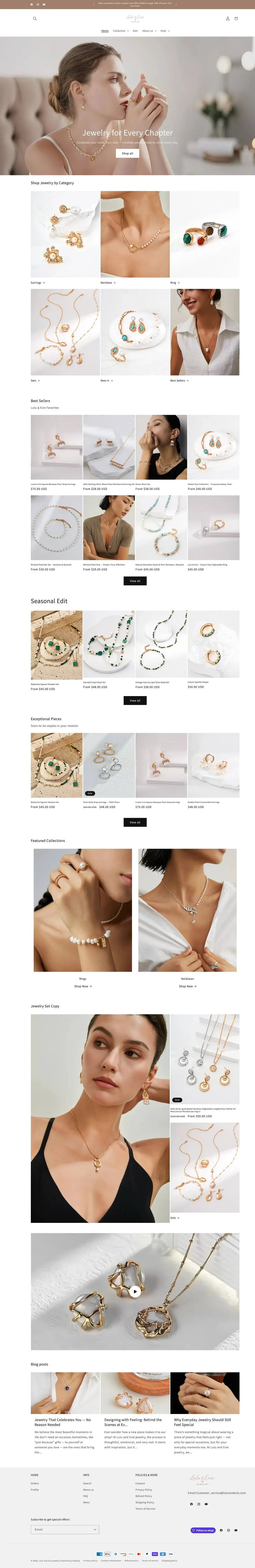 Lulu and Evie Jewelry handcrafted accessories online - artisan fine jewelry