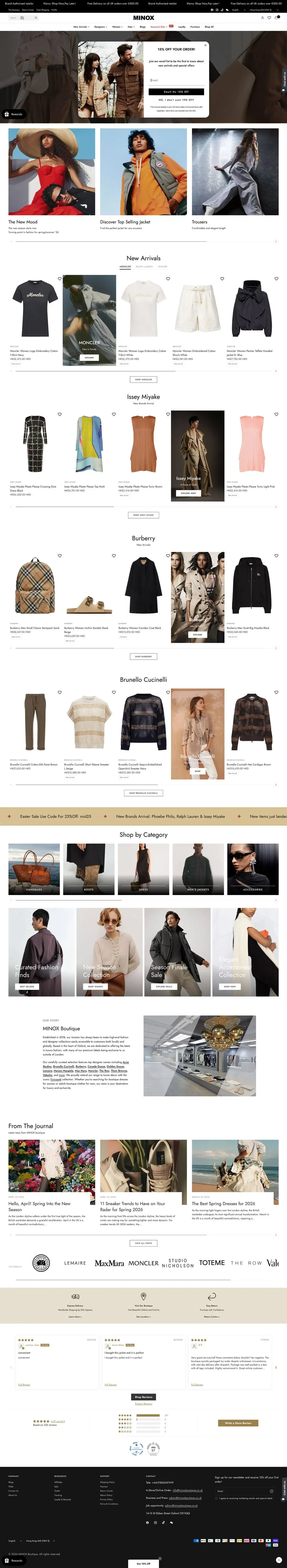 Minox fashion e-commerce website - minimalist modern design