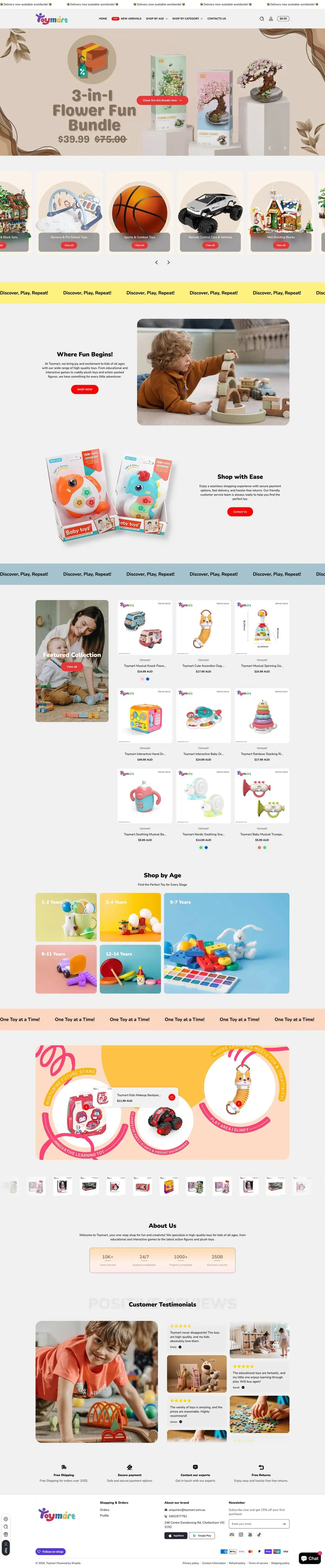 Toymart kids toys superstore e-commerce - extensive play and learn collection